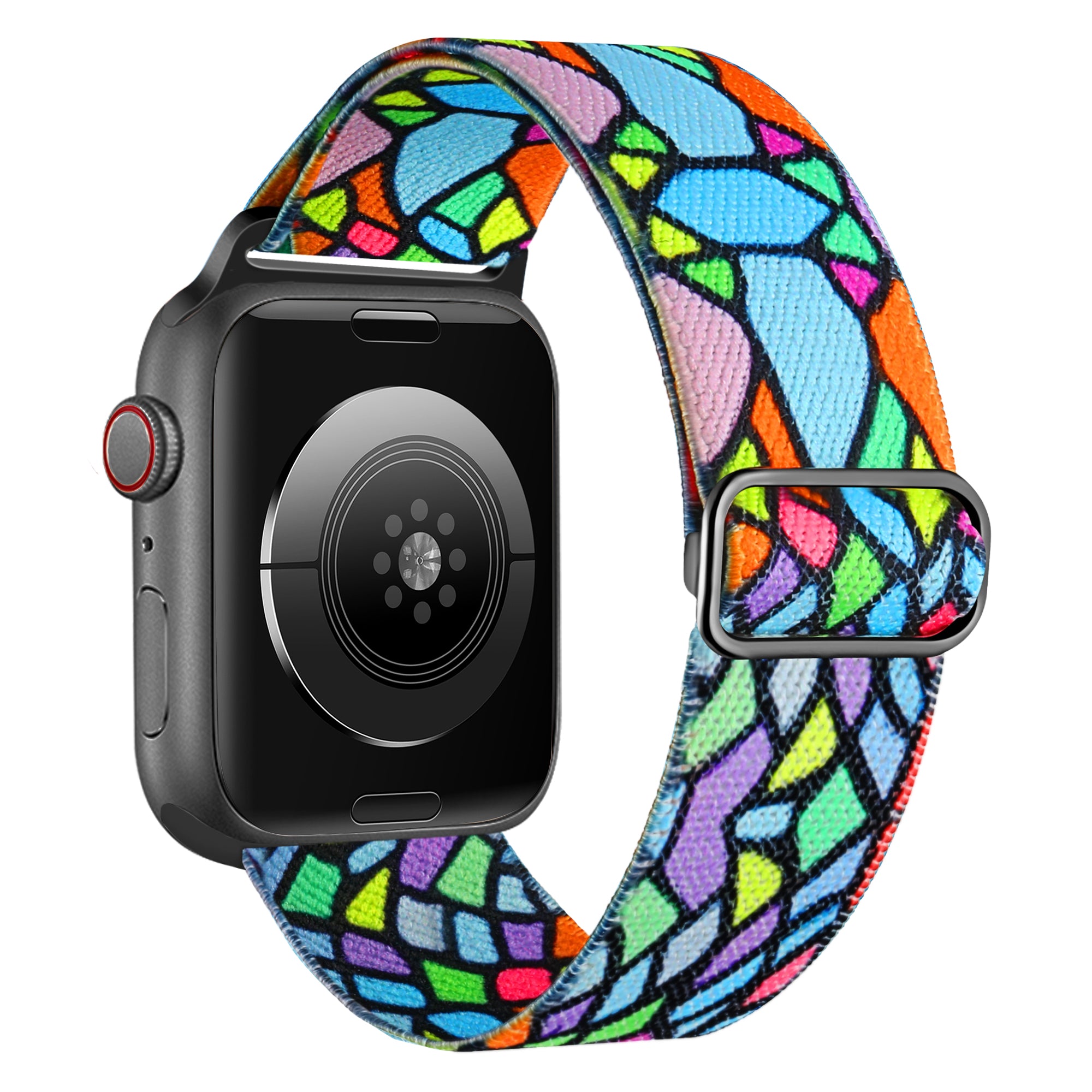Watch Band for Apple Watch Series 8 7 41mm / Series 6 5 4 SE (2022) SE 40mm / Series 3 2 1 38mm , Adjustable Nylon Pattern Braided Strap - Geometric Rainbow Watch Band for Apple Watch Series 8 7 41mm / Series 6 5 4 SE (2022) SE 40mm / Series 3 2 1 38mm , Adjustable Nylon Pattern Braided Strap - Geometric Rainbow